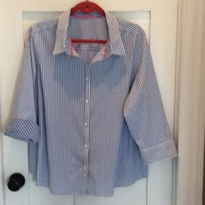Izod blouse, 18W. Blue & White strips